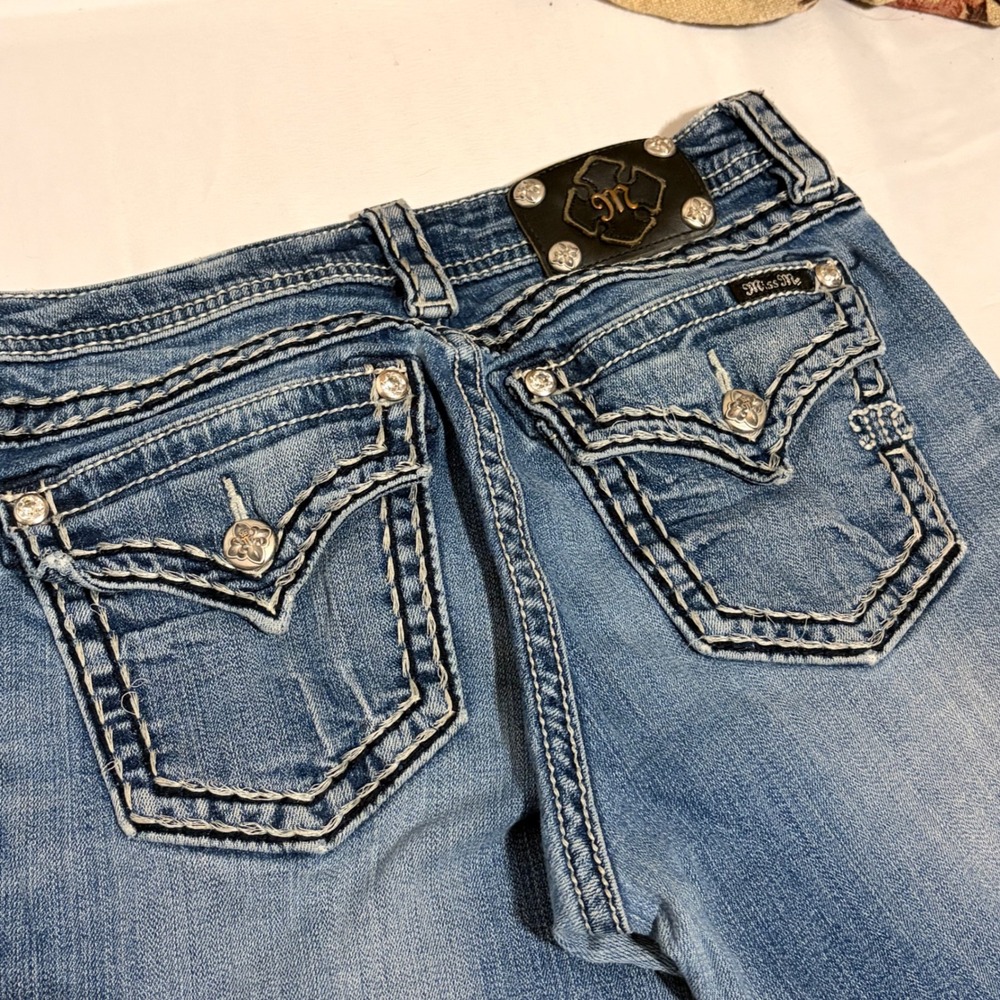 Miss Me Blue Bootcut flare Jeans with rhinestone details on the back pockets - Picture 5 of 14